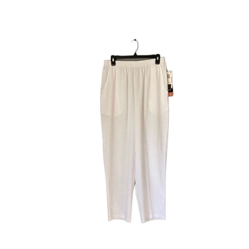 Briggs NWT vintage plus size petite white crêpe like fabric/elastic waist/pocket